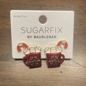 NEW Sugarfix Baublebar Hot Cocoa Mug Enamel Stud Earrings
